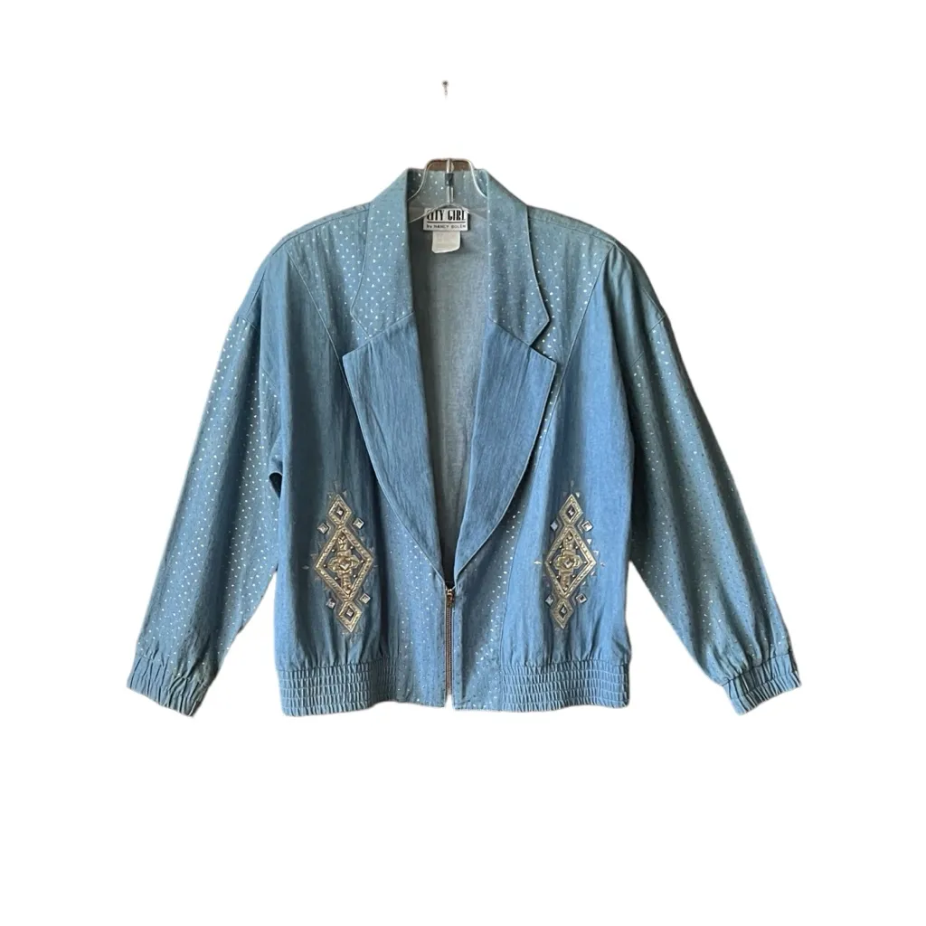 Vintage City Girl 2 piece denim Jacket & Shirt. Sz. 12 and 10 Blue - Image 3