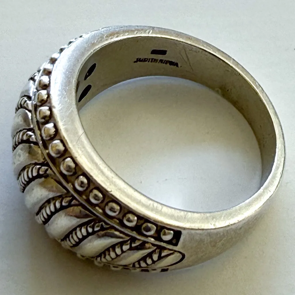 Judith Ripka Sterling Silver Rope Domed Ring Size 9 - Image 9