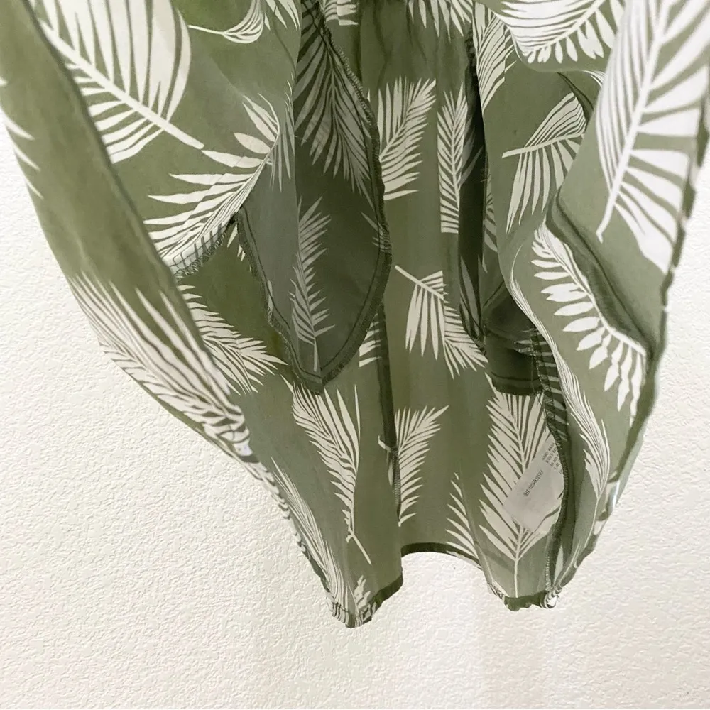 CAMELLIA Olive Green Leaf Print Mini Dress Size M Size M - Image 9