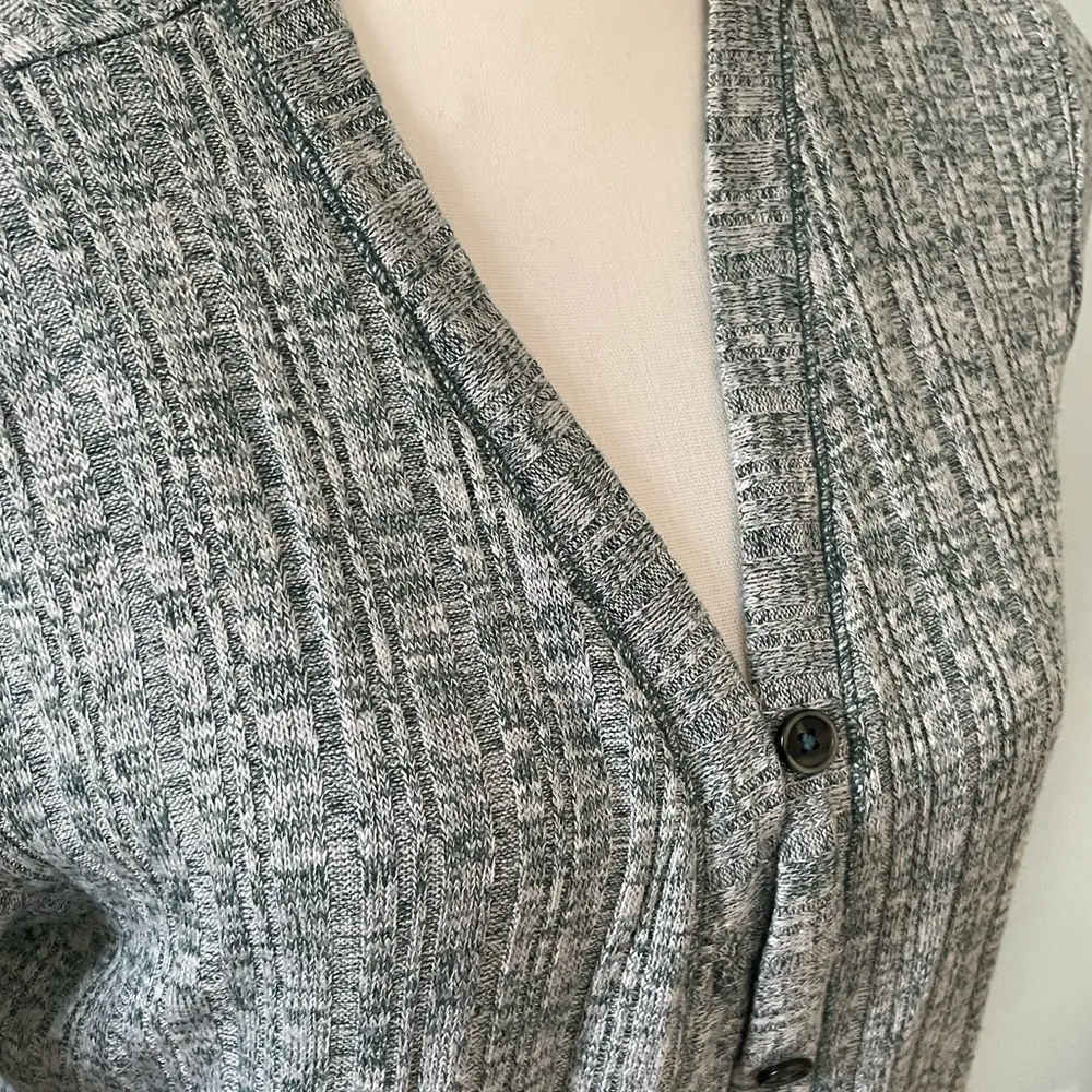 Akemi + Kin Long Line Green and White Marled Sweater Cardigan Sz M - Image 4