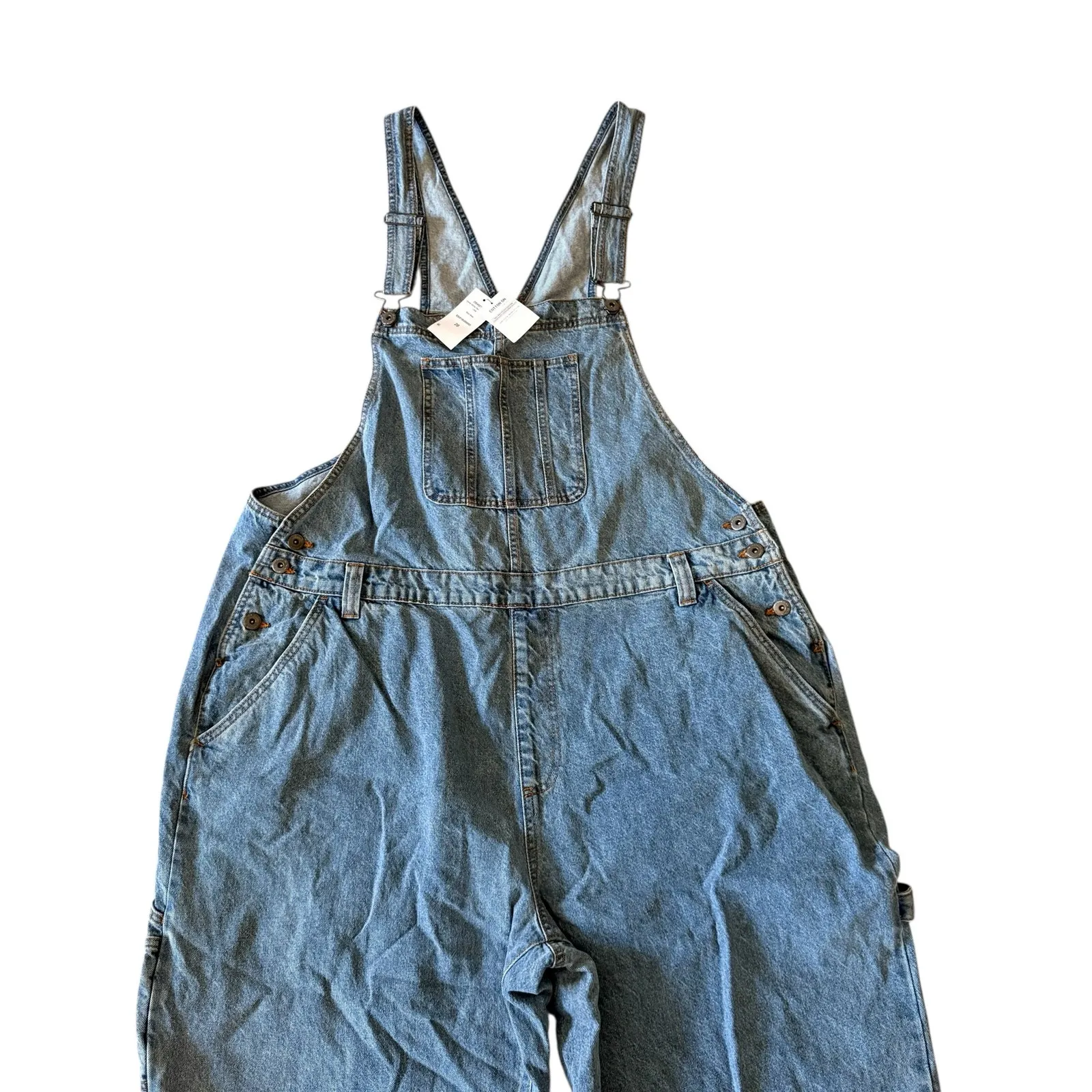Cotton:On Curve Utility Denim Overall Long Wide Leg Rain Blue Size 20 NWTs - Image 3