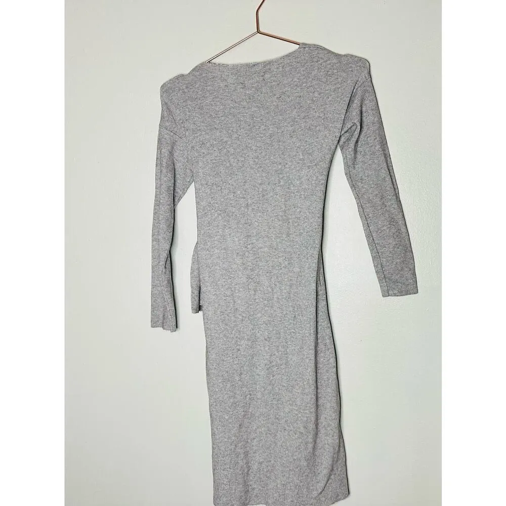 CAARA Women's Light Grey Sweater Knot at Waist Bintu Midi Dress Size Extra Small Gray - Image 4