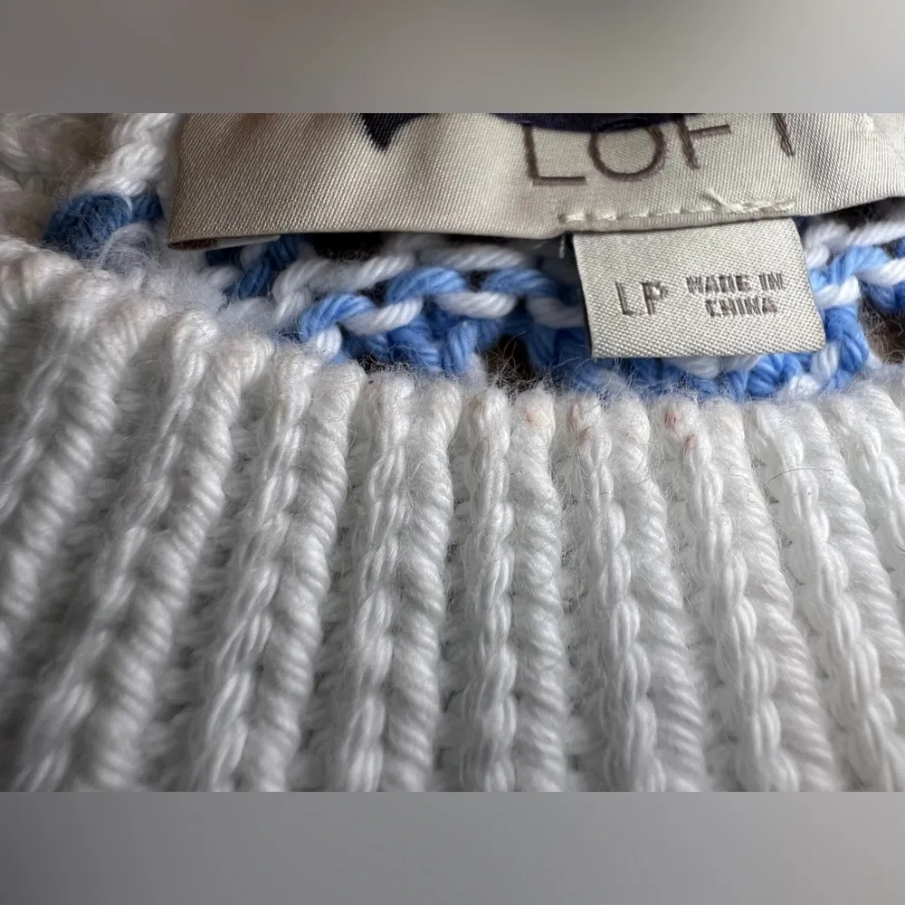 Loft Womens Maui Blue Textured Stripe knit Racerback Halter Sweater|Sz:L-Petite - Image 13