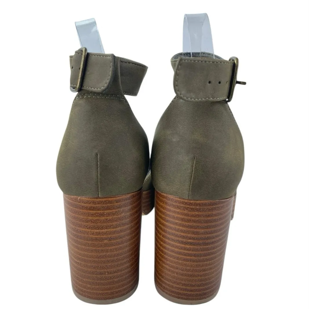 House Of Harlow 1960 Tanner Green Suede Ankle Strap Platform Heels Sandals Sz 9M - Image 3