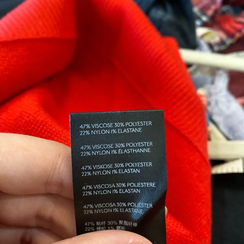 ANTHROPOLOGIE Elise Ribbed Tunic Sweater Off Shoulder Red Size XS Bell Sleeves - Image 8