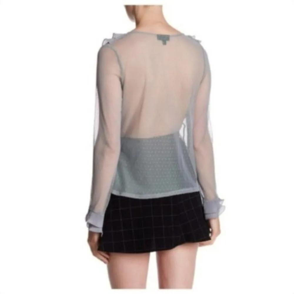 Topshop Blouse 6 NWT V Ruffle Swiss Dot Mesh Sheer Trendy Spring - Image 11