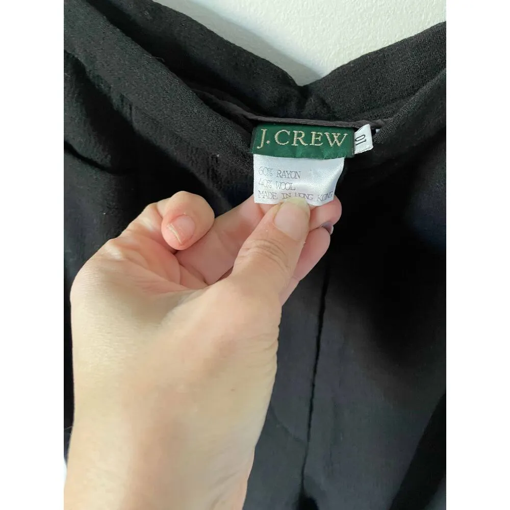 J.Crew Vintage Rayon Wool Blend Dress Pants Trousers Black Size 8 Long - Image 4