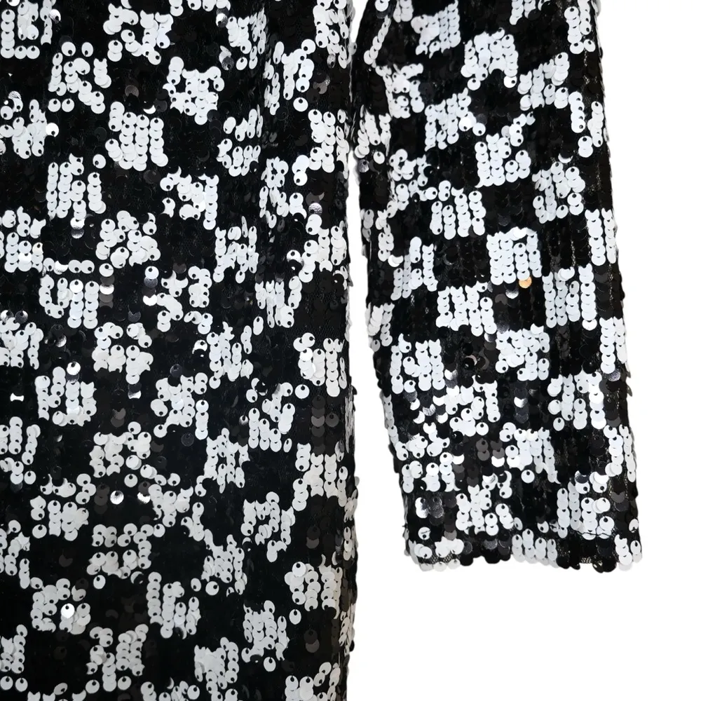 GB Gianni Bini Women's S Black White Sequined Fully Lined Cocktail Dress - Image 6