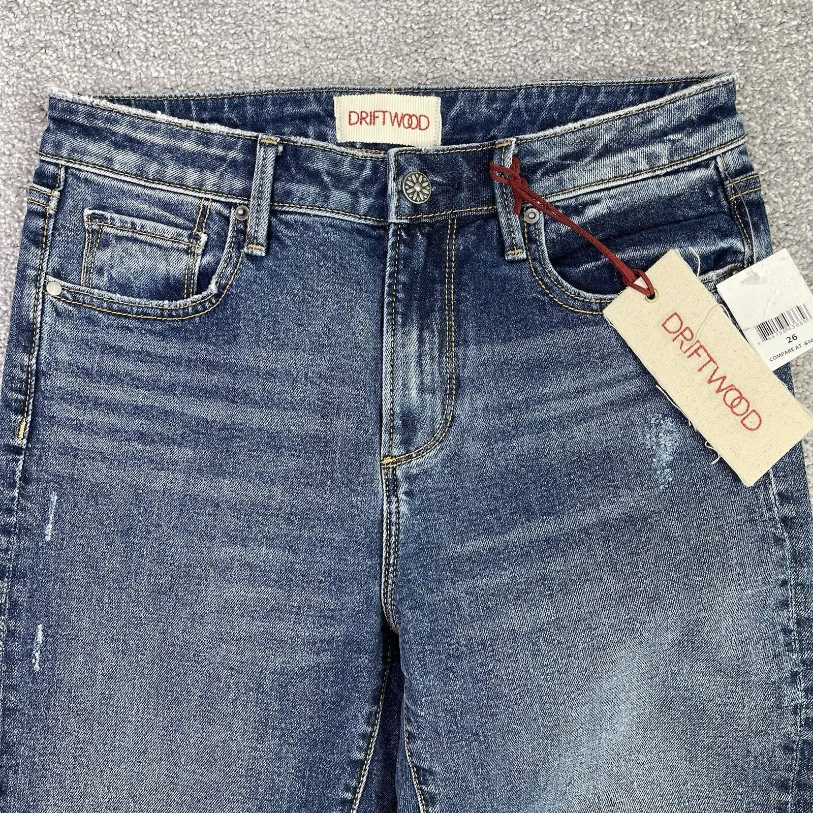 Driftwood Gizelle Jeans Women's 26 Blue Skinny Mid-Rise Dark Denim Distressed - Image 2