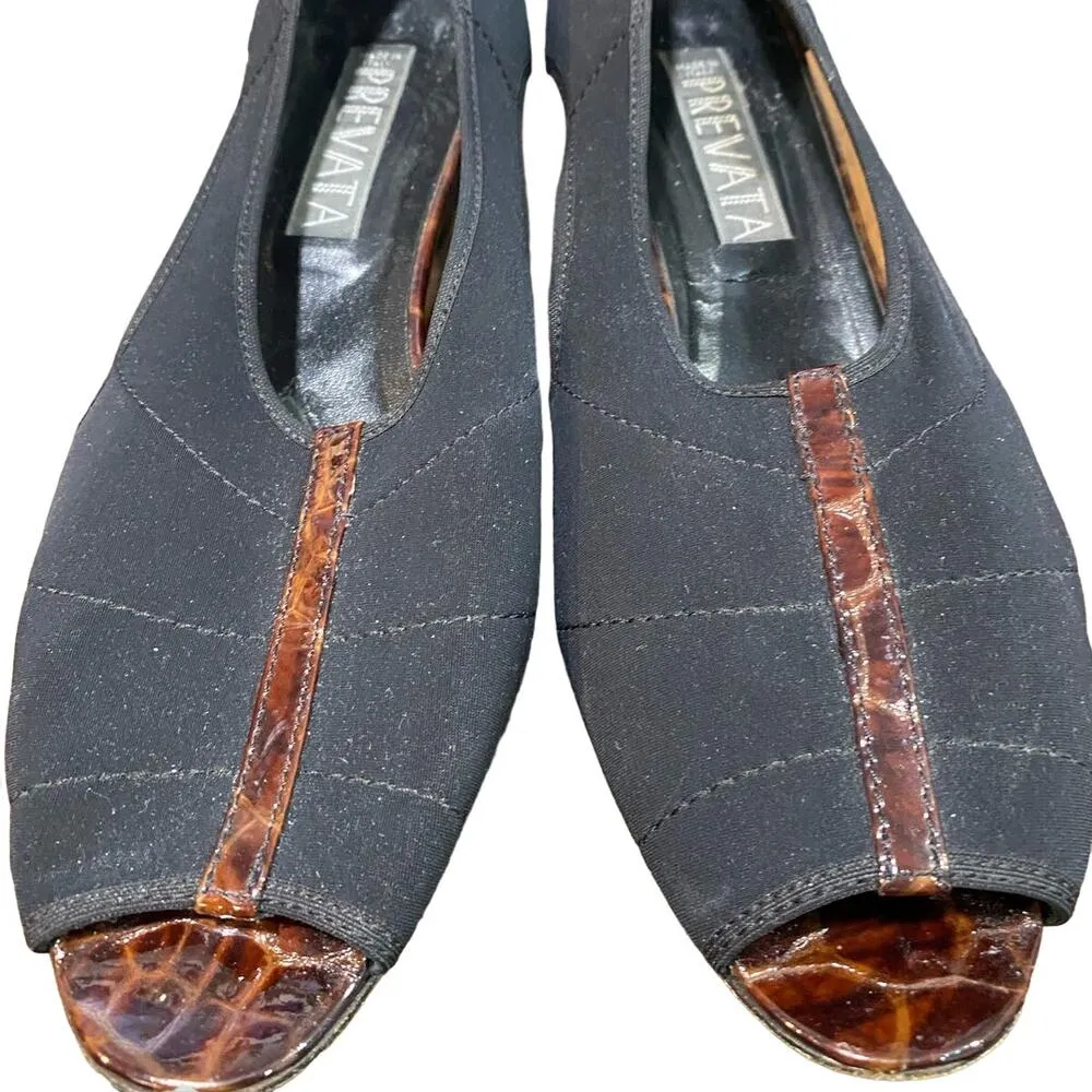 Prevata Black Peep Toe Low Heels Sz 10C - Image 5
