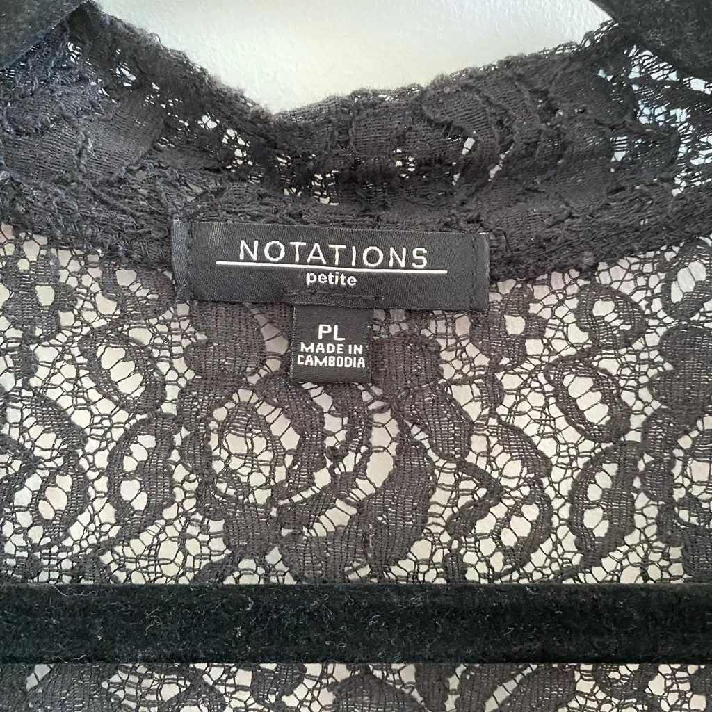 Notations Black Lace Open Cardigan Size Petite Large - Image 2