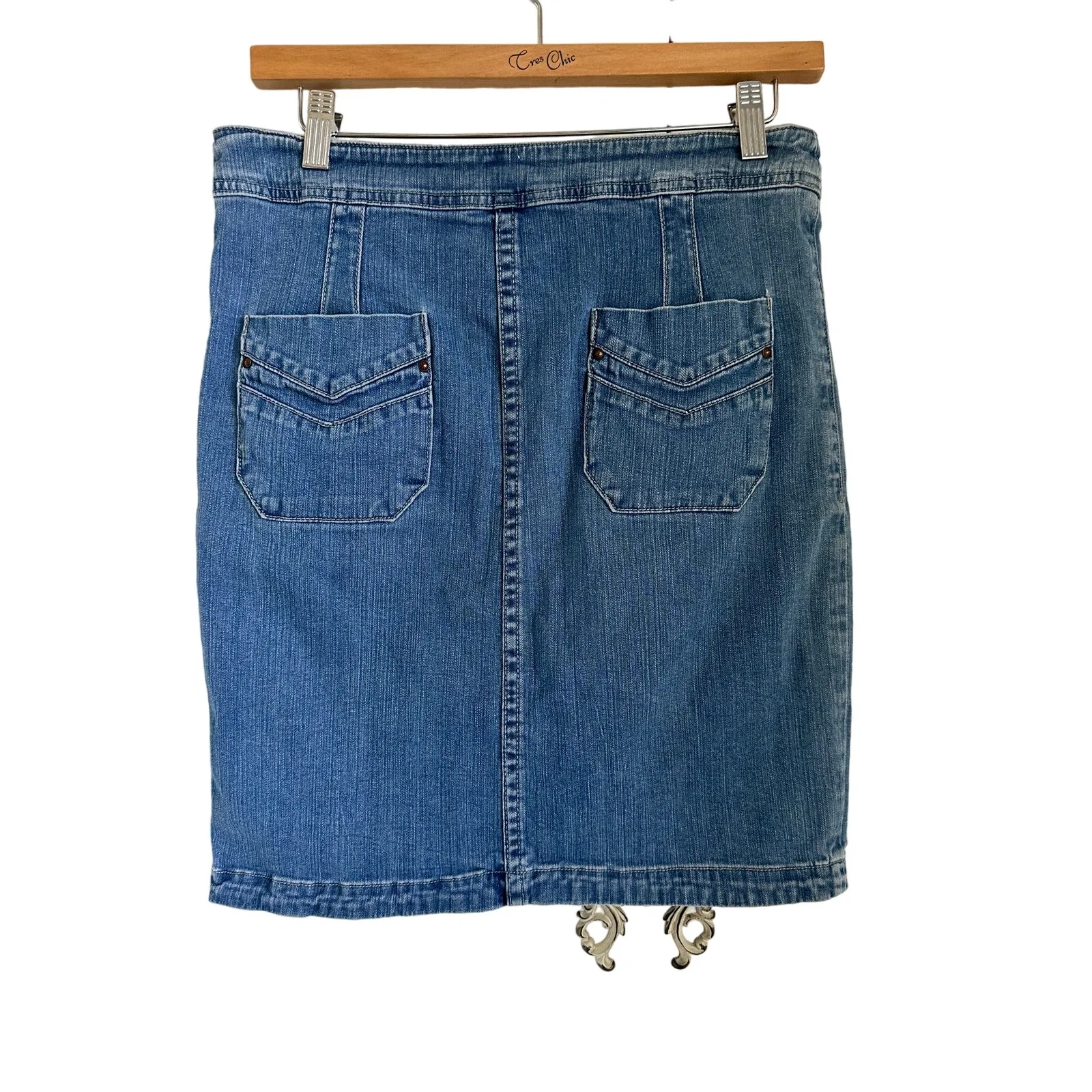 Anthropologie Denim Pencil Skirt Y2k Denim jeans Skirts leifsdottir Cotton - Image 4
