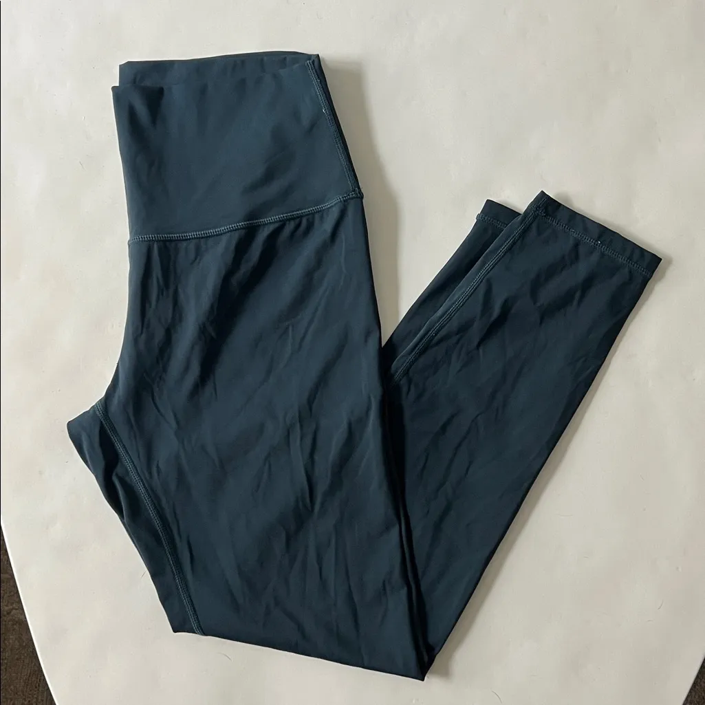 POPFLEX Teal Blue High Rise Full Length Workout Leggings 28" Size Medium - Image 2