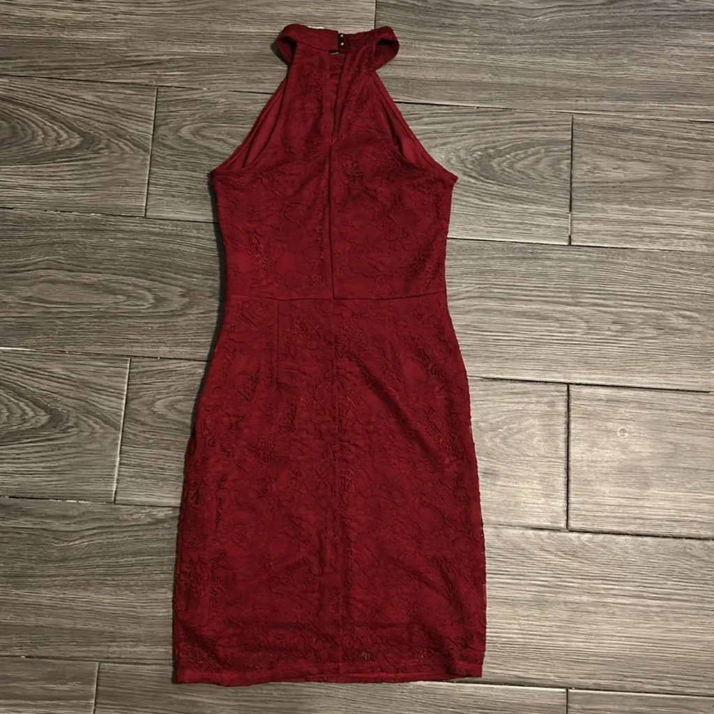 One Clothing Scarlet Lace Halter Dress with High Neckline size S - Image 6