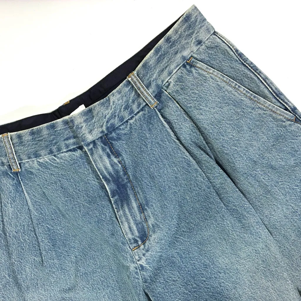 Zimmermann Illustration Pleated Wide Leg Jeans Neptune Blue AU 4 US 12 NWT - Image 15