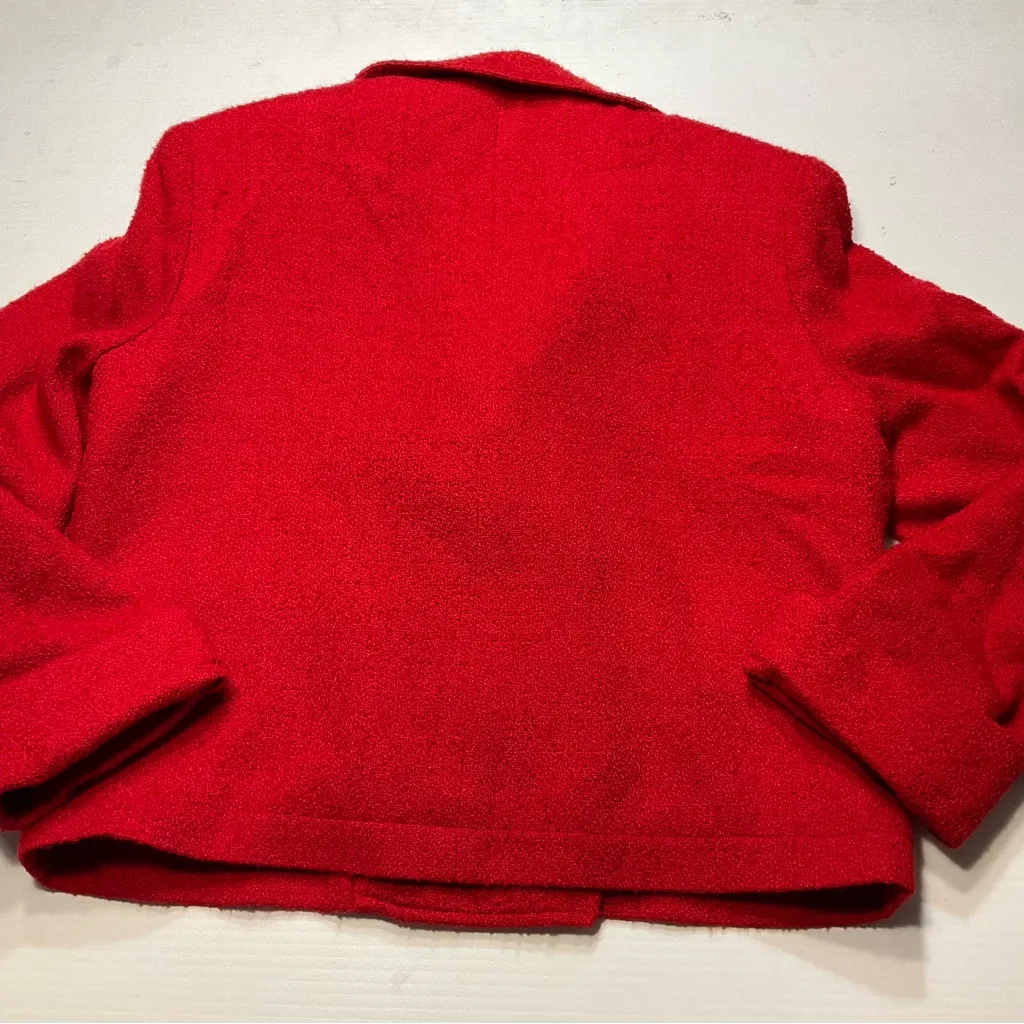 Metropolitan Double Breasted Peacoat Jacket Red ‘Boucle’ Women Sz S Y2K Classic - Image 8