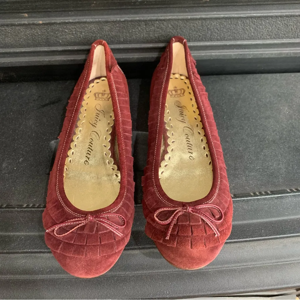 Juicy Couture Pam & Gela Velvet Velour Shoes Maroon Women's 7.5M - Image 2