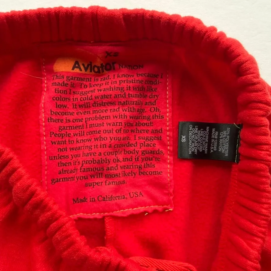 Aviator Nation Red Bolt Print Sweatpant Ladies Size XS Jogger High Rise Cotton - Image 5