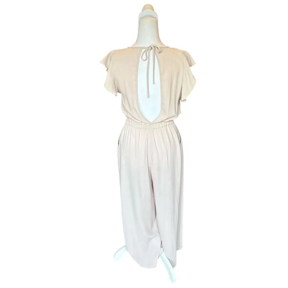 Aritzia Wilfred Fleurette Jumpsuit Ruffles Sleeve Wild Leg Cream Womens Size XS - Image 5