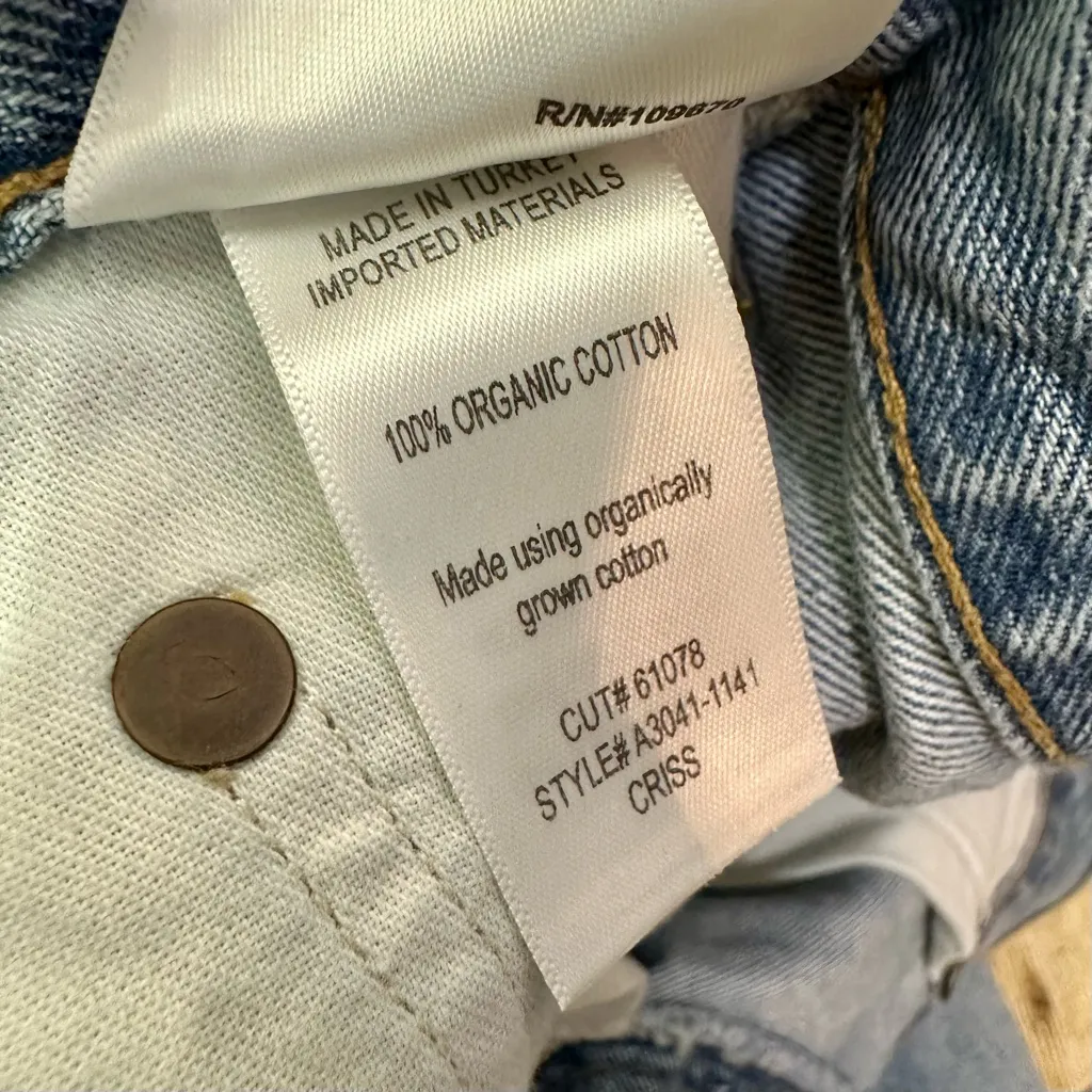 NWT Agolde Criss Cross Jean Mini Skirt Distressed Light Blue Frayed Hem Denim - Image 11