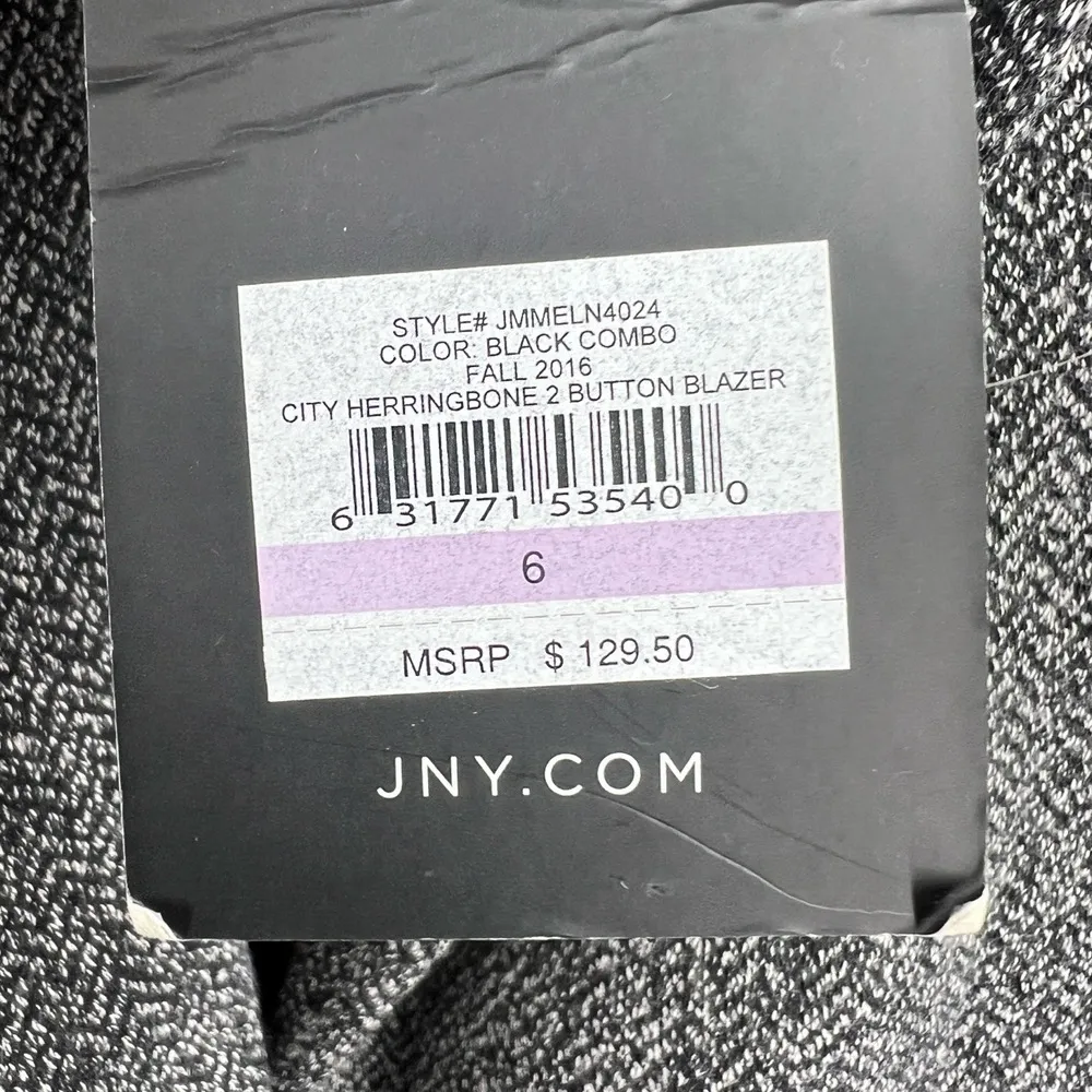 Jones New York Blazer Jacket Grey Herringbone Flap Pockets 2 Button Size 6 New - Image 5