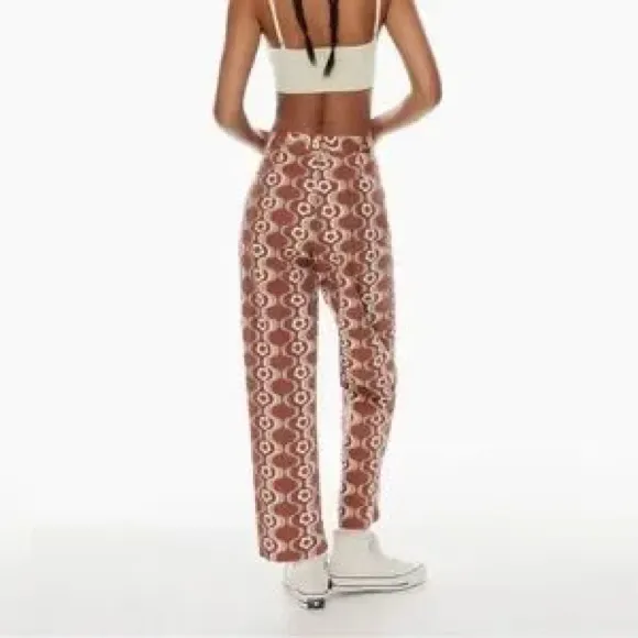 Aritzia Sun-deh Jaden 70's Vector Blue Geo Floral Twill Cotton Pant wide‎ leg 12 - Image 2
