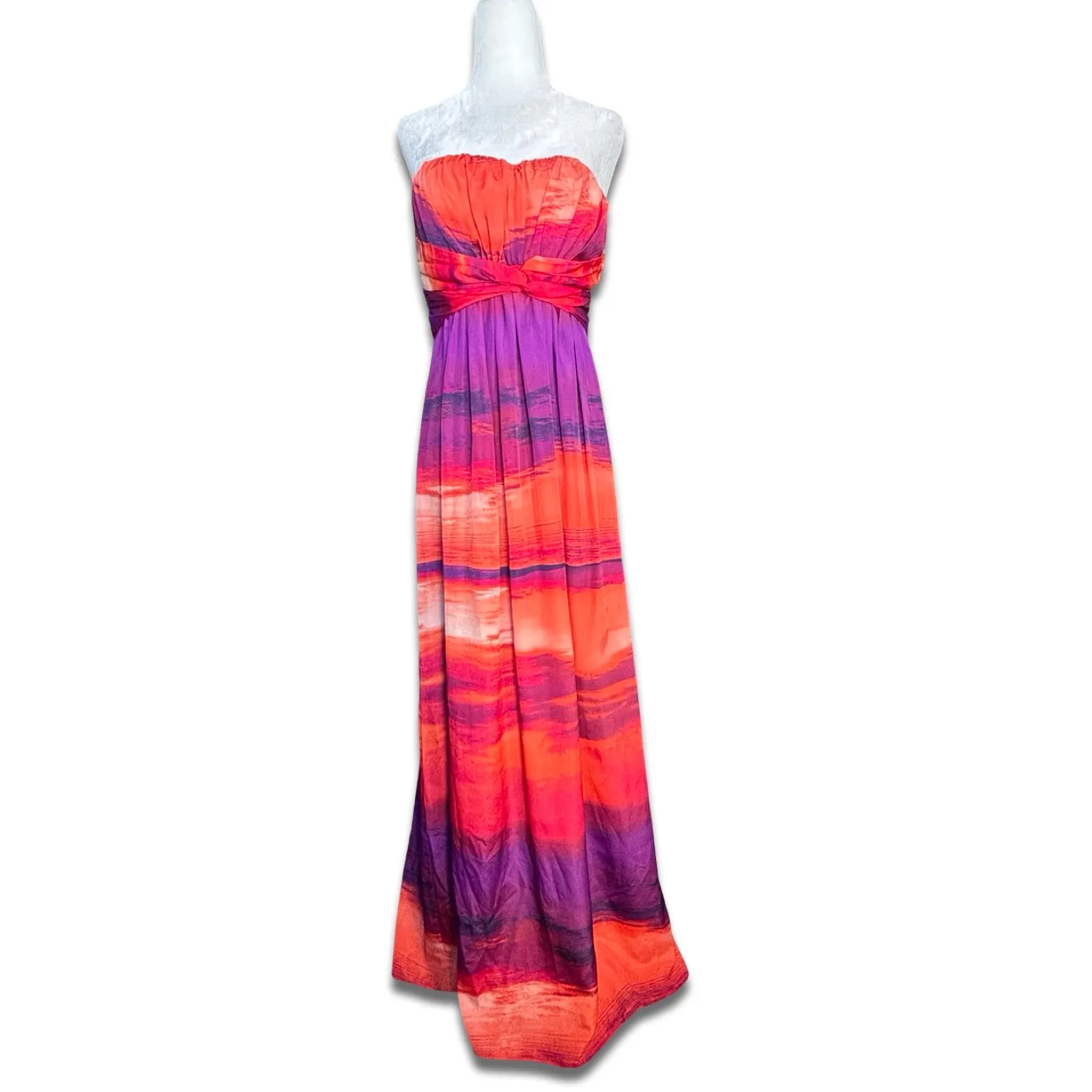 Jessica Simpson Strapless Sunset Ombre Maxi Dress Size 6 Lightweight Flowy Vacay - Image 12