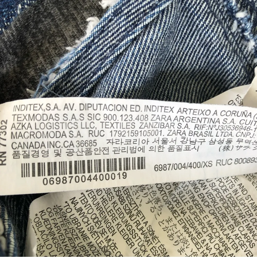 TRF DENIM CROP BRA FRAYED TOP XS - Image 6