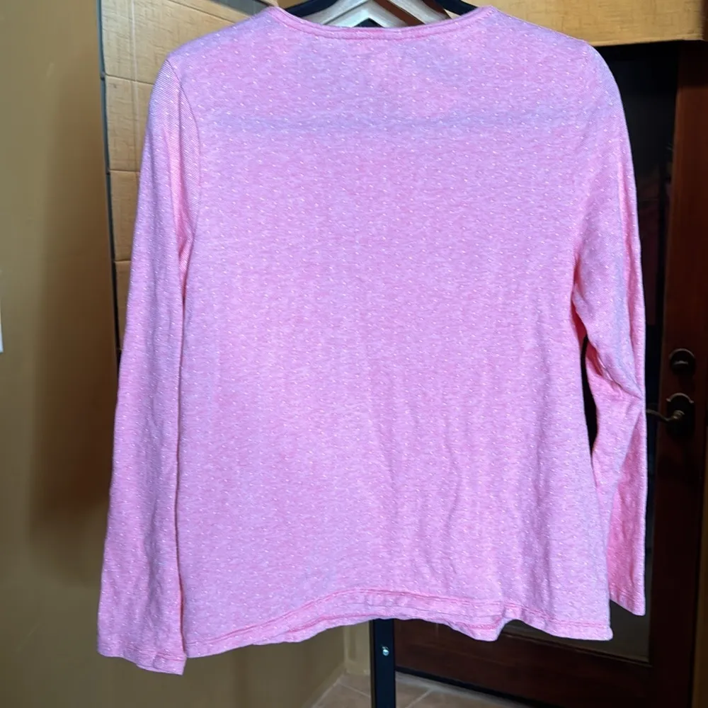 Talbots 100% Cotton Red Stripe Polka Dot LS Top Size Large - Image 5