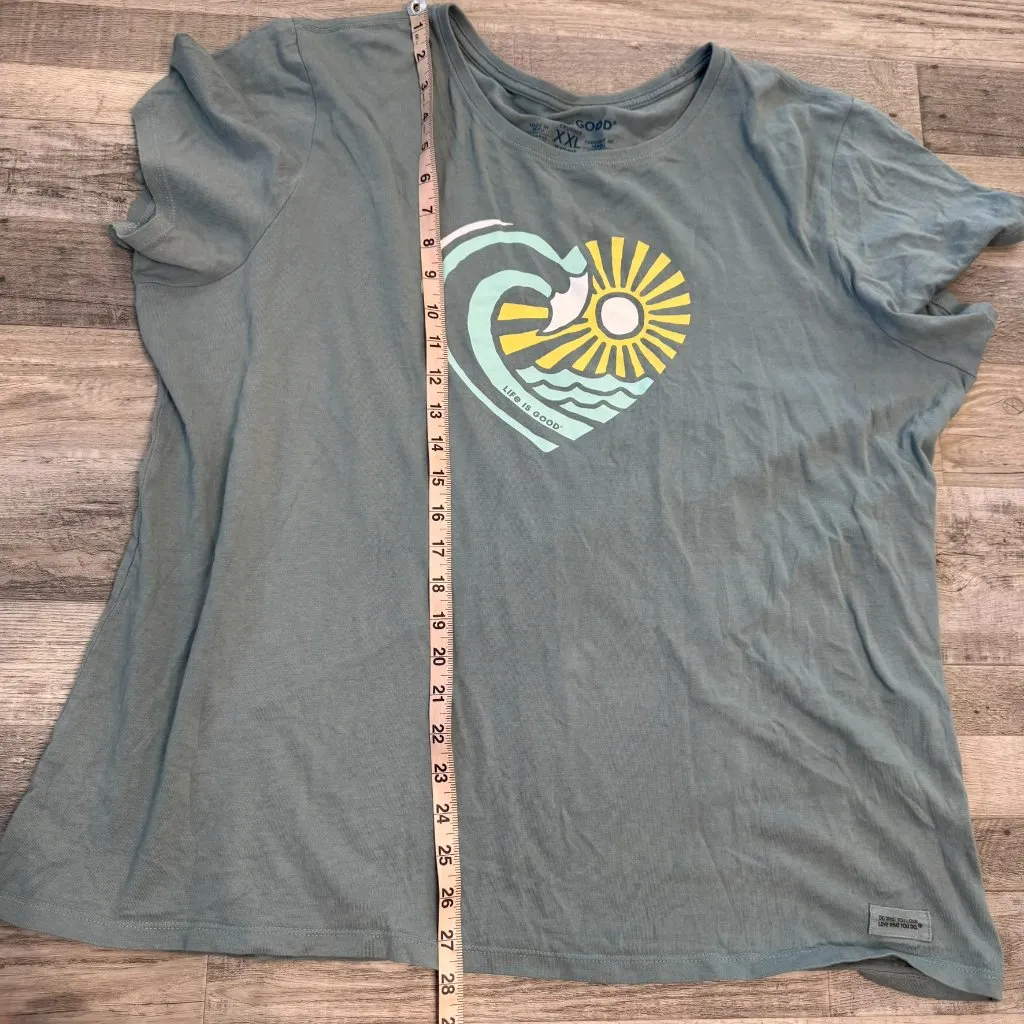 Life Is Good blue wave crusher tee short sleeve crewneck womens XXL E13 - Image 6