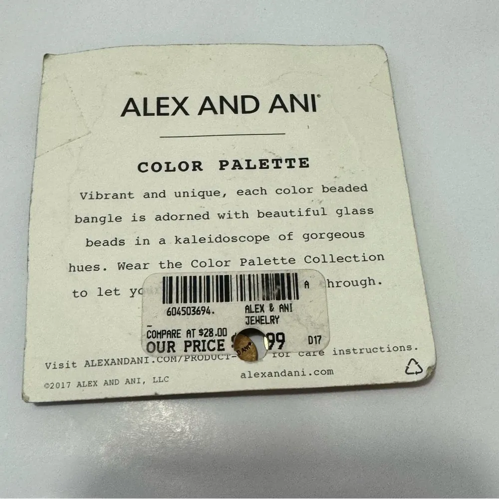ALEX AND ANI NEW  color classic hydrangea blue beaded gold tone bangle bracelet - Image 4