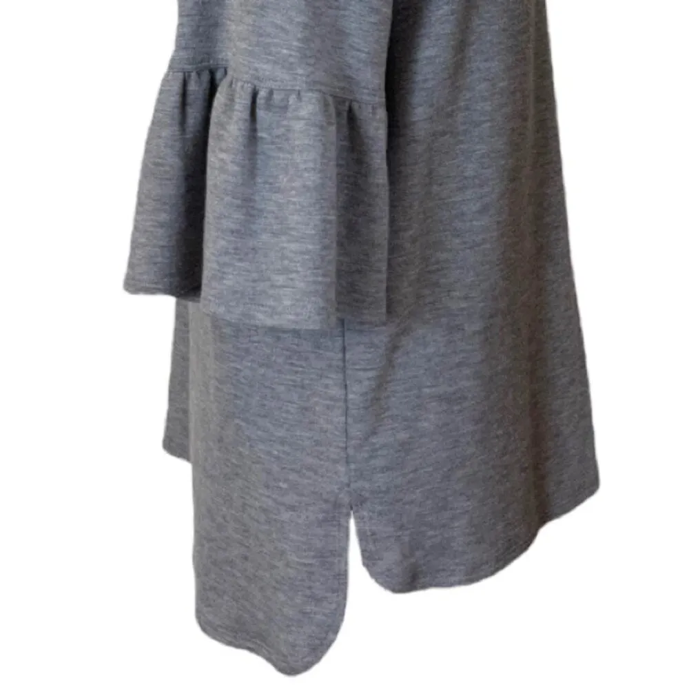 Adrianna Papell Top Ruffle 3/4 Sleeves Soft Knit Hi Low Hem Gray Women’s Size M - Image 10