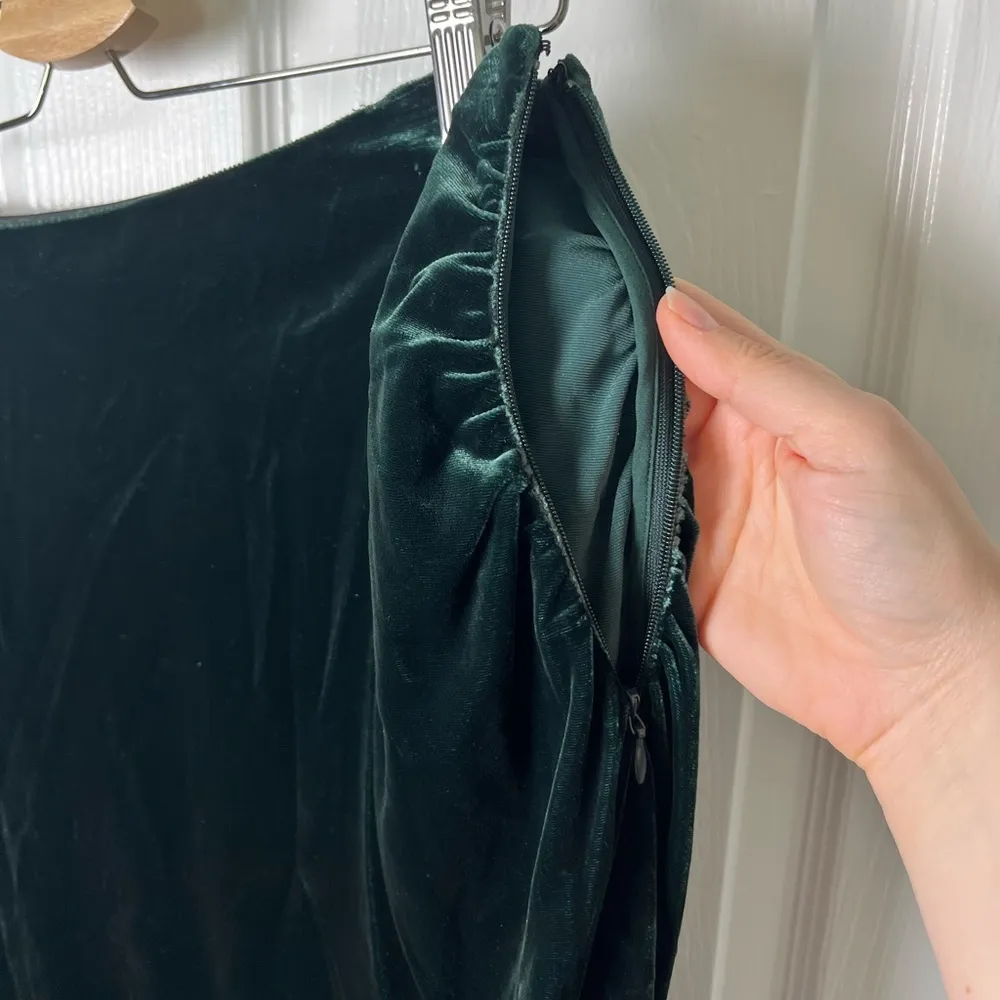 Veronica Beard Herst Satin Velvet Midi Skirt Emerald 8 - Image 6