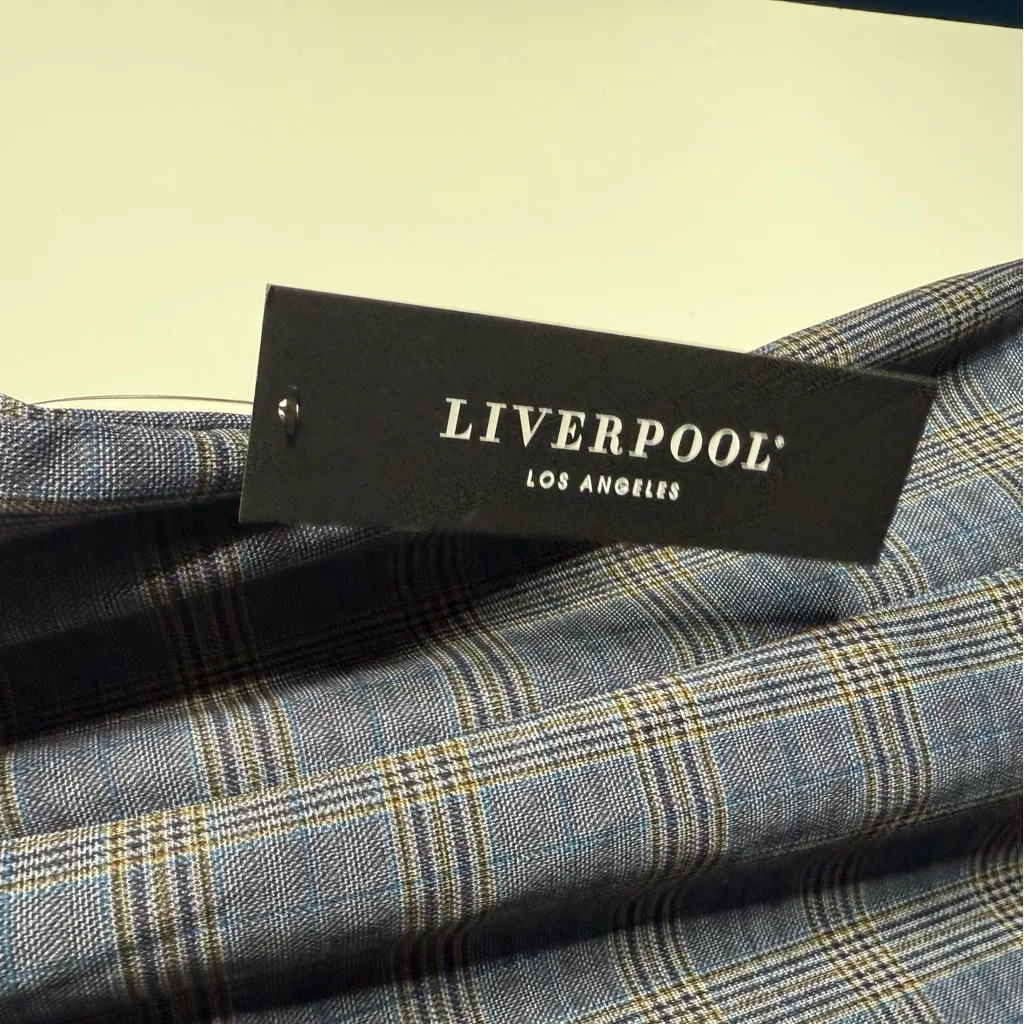 NWT Stitch Fix Liverpool Boyfriend‎ Blazer In Navy/Khaki Plaid Stretchy Size 2X - Image 5