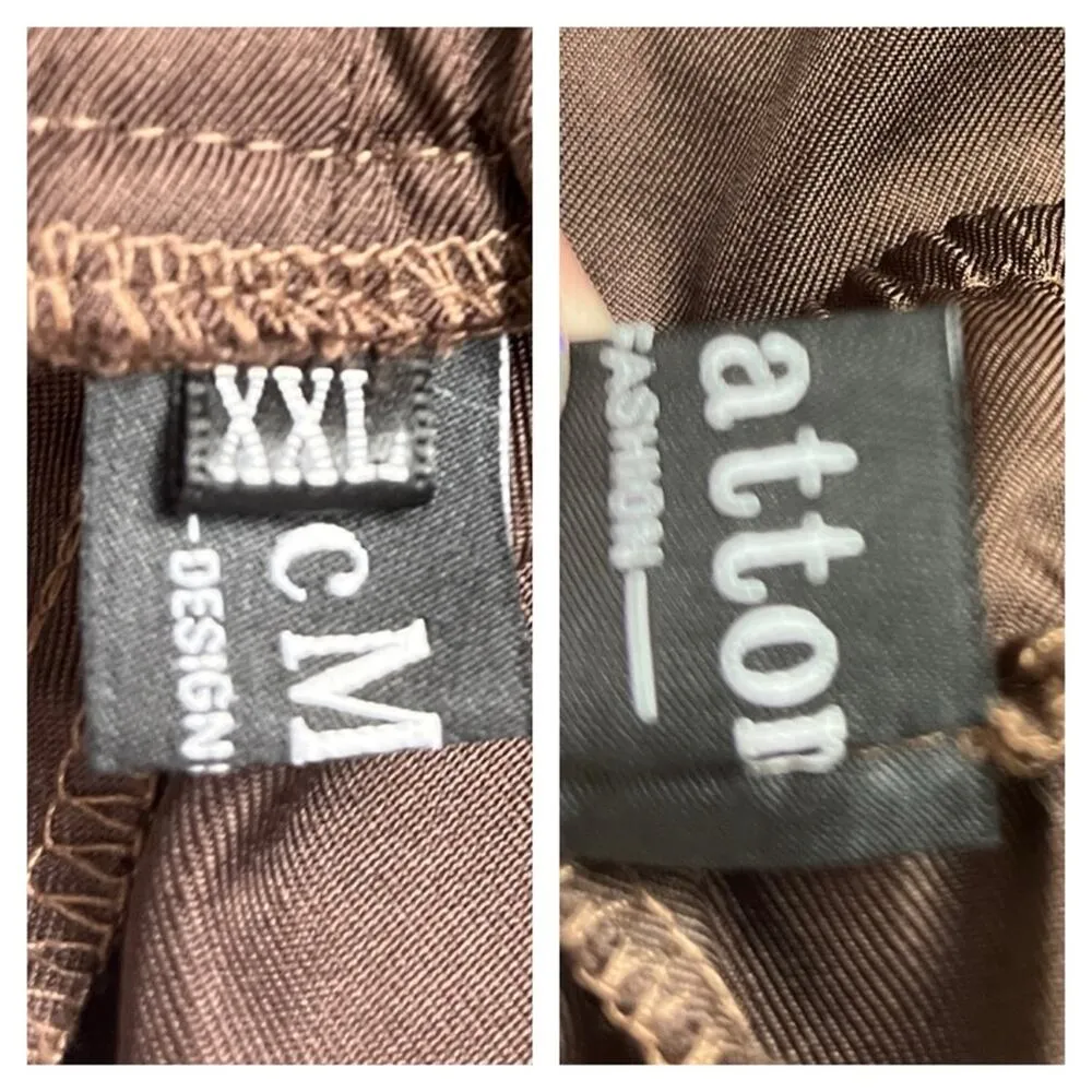 LucMatton Pants Wide Leg High Rise Drawstring Brown Satin Women’s Size XXL - Image 5