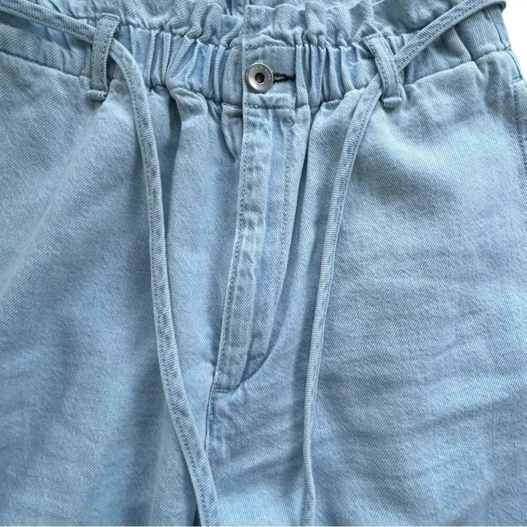 Rag & Bone Straight Pleated Paper Bag Pants Light Indigo Linen Size 25 - Image 7