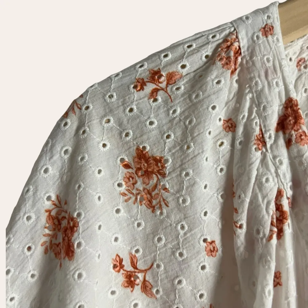 Maia Bergman Ines White Floral Print Eyelet Wrap Mini Dress Size S - Image 12