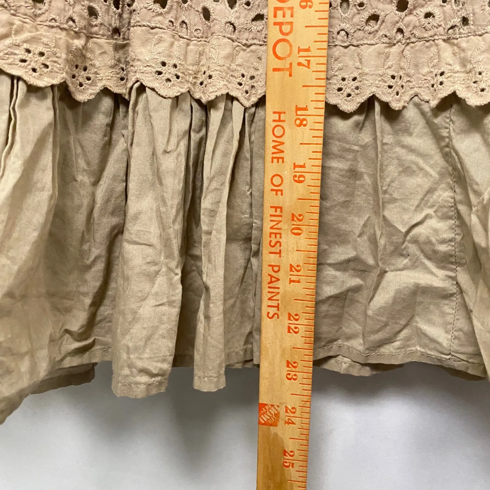 Candies Y2K Tan Eyelet Tiered Ruffle Peasant Boho Junior Skirt 9 Granola Country - Image 7