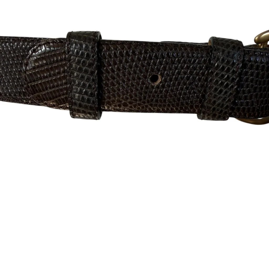 Donna Karan vintage brown genuine lizard adjustable belt women's size small - Image 7