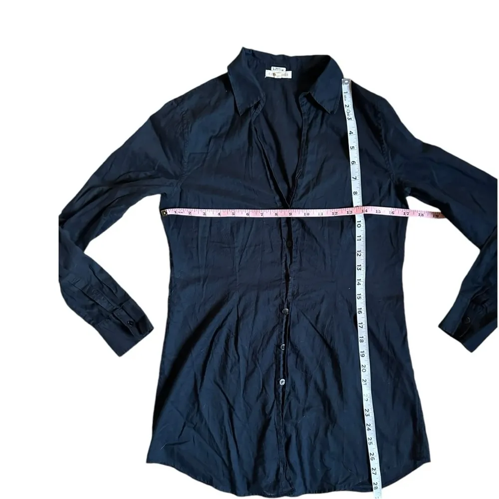 Eileen Fisher Womens Size XS Navy Blue Mandarin Collar Shirt Button Down - Image 4