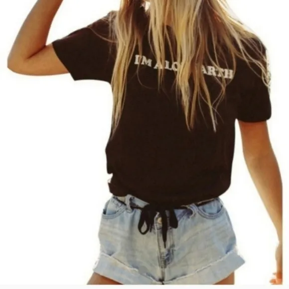 NWOT Indy Brand l graphic boho tee. " Lovearth" Brown - Image 2