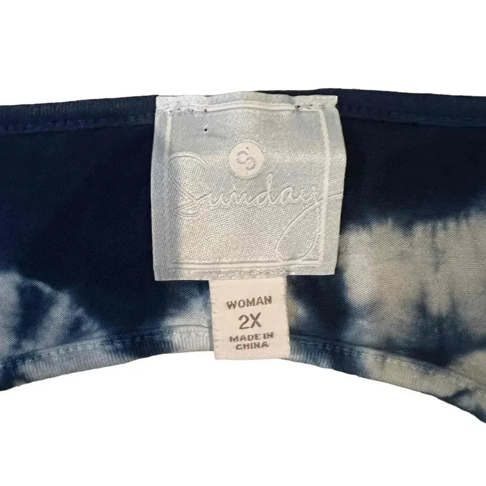 Sundays Sleeveless Mock‎ Neck Tie-Dye Pattern High-Low Dress Size Plus XXL - Image 2