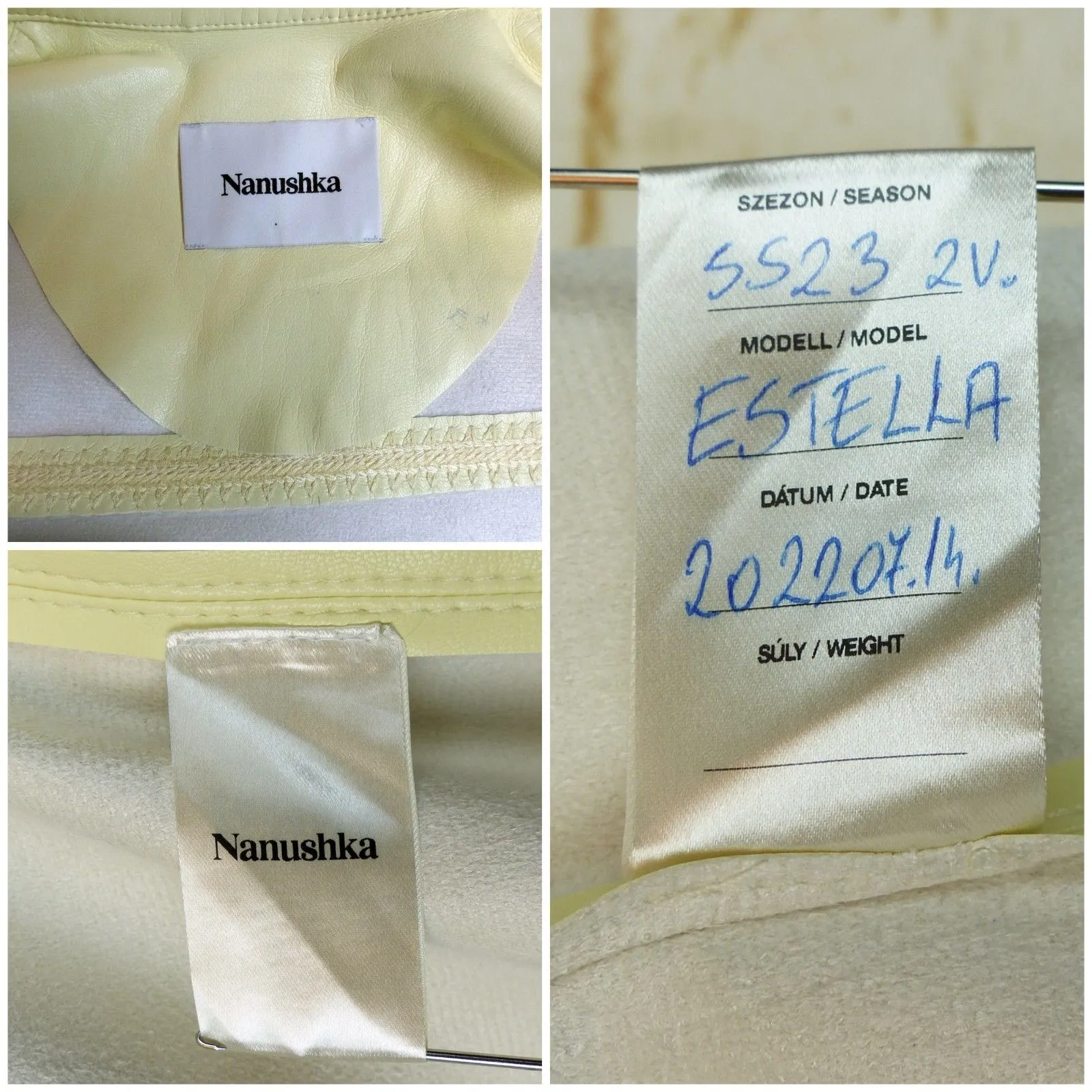 Nanushka Vegan Leather Shirt Womens S Pale Pastel Yellow Whipstitch Detail FLAWS - Image 11