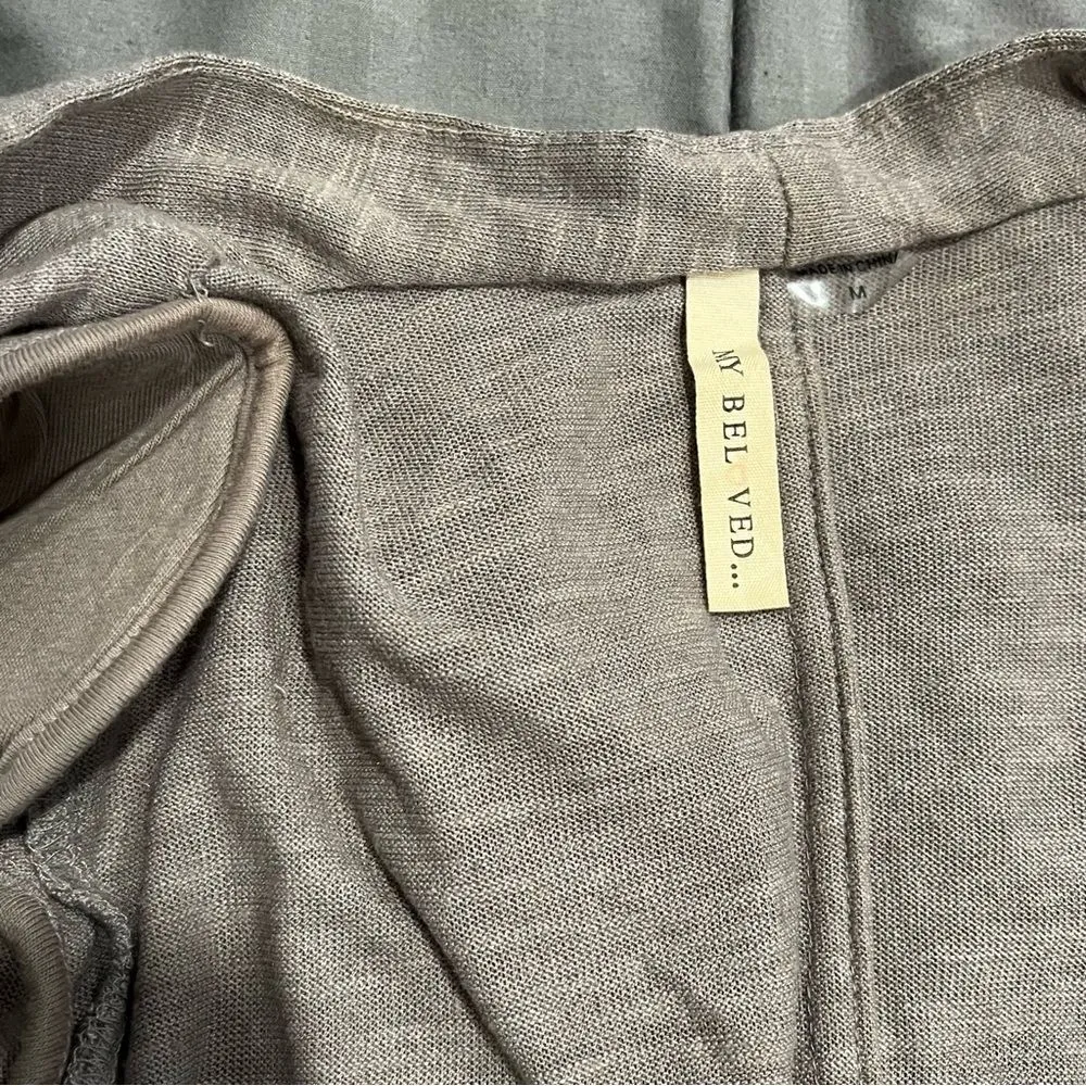 My Beloved Taupe Draped Front Long Sleeve Cardigan Size Medium - Image 7