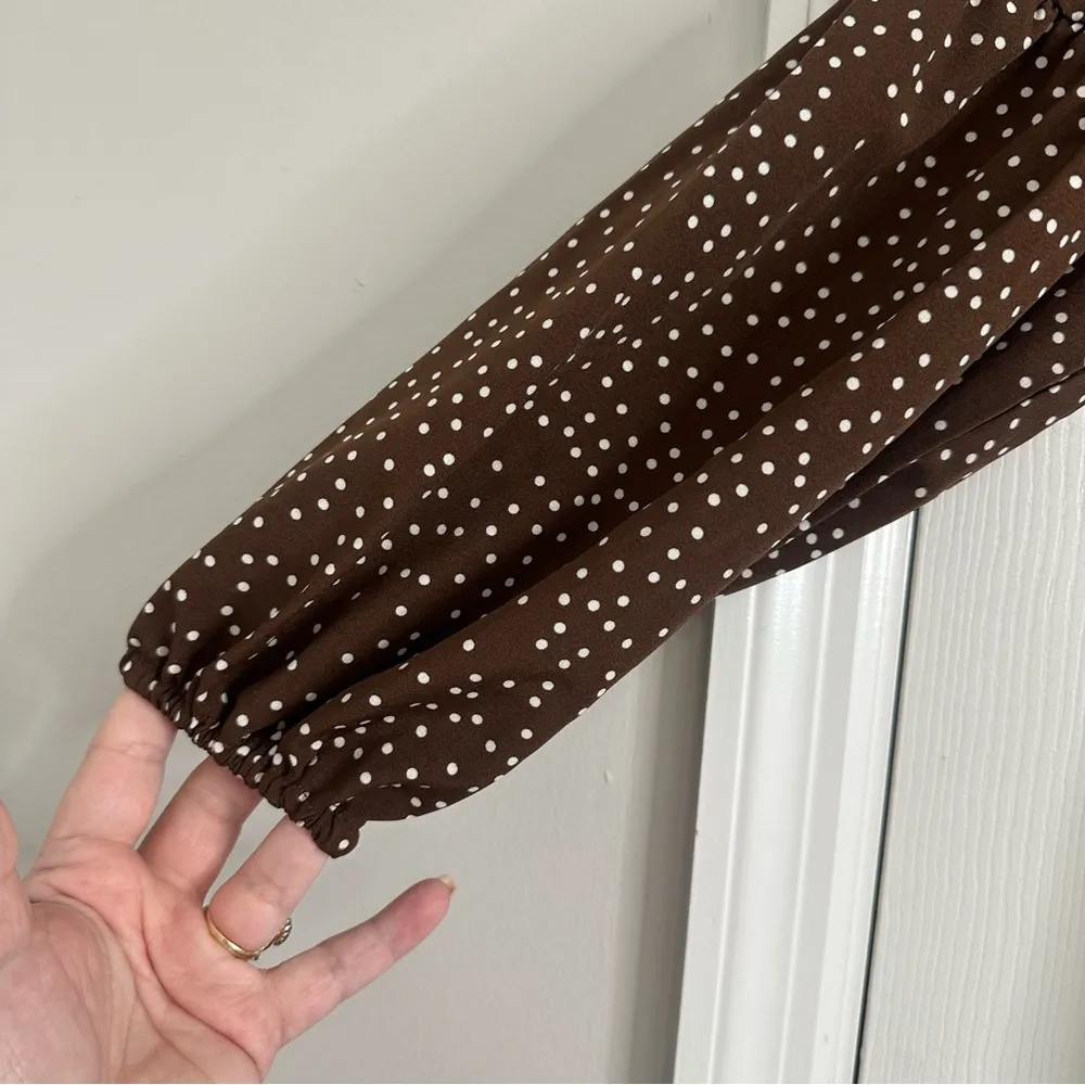Timeless Brown Polka Dot Dress, Size Medium - Image 3