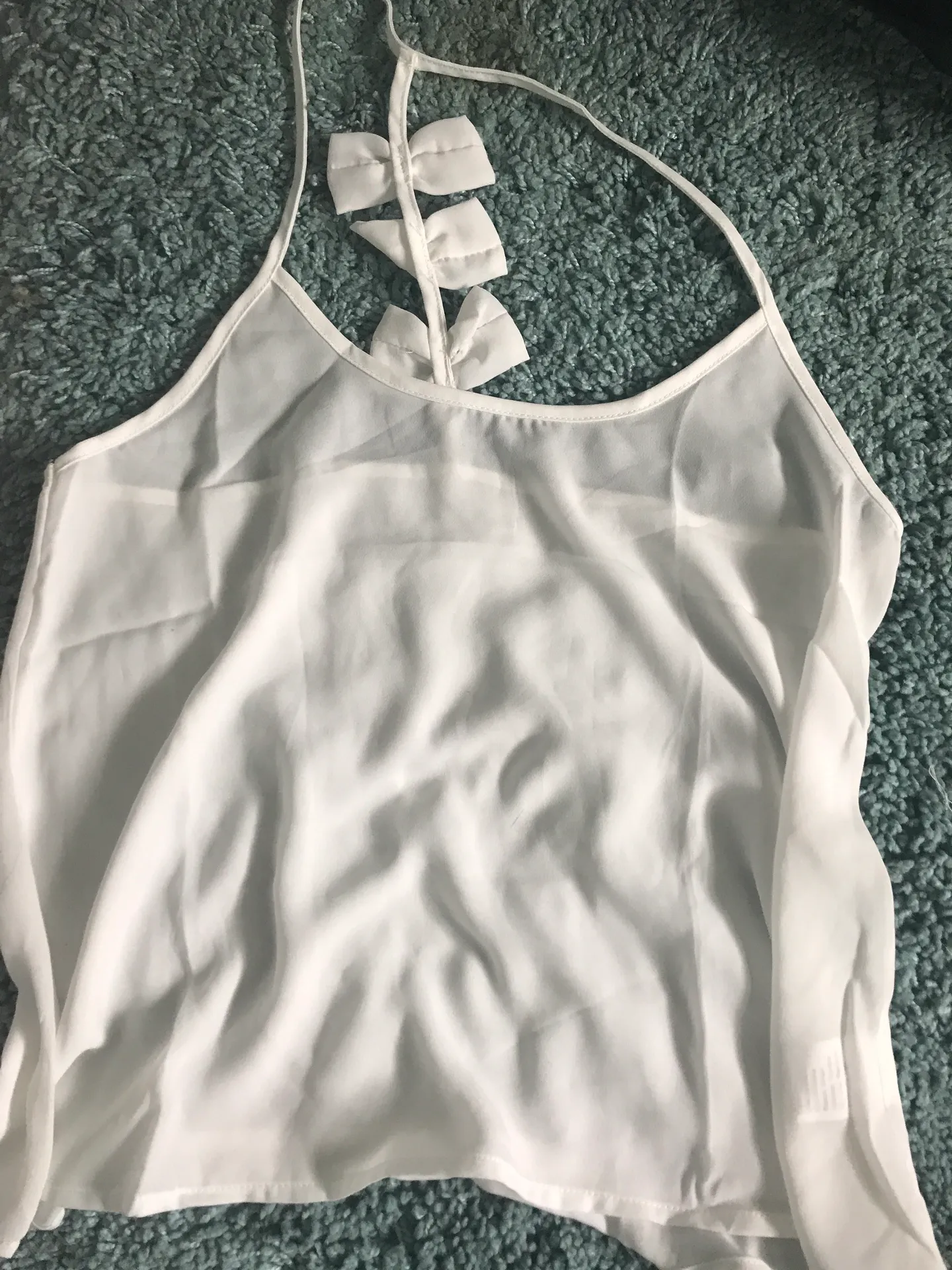 White Camisole With Bow Razor Back Size XS - Image 2