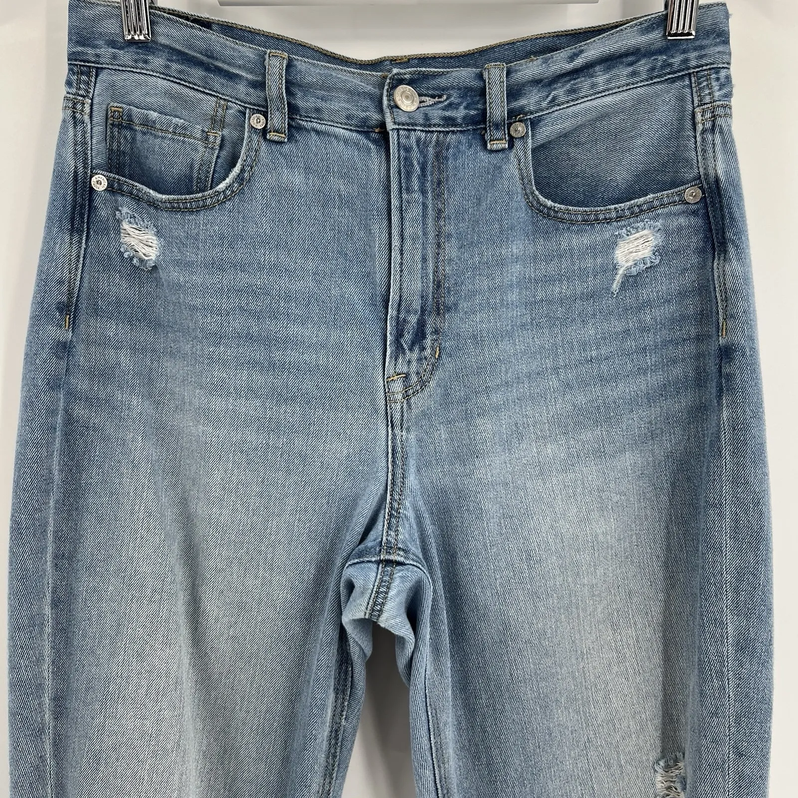 American Eagle Mom Jeans Women's 8 Short Distressed High Rise Straight Leg Blue Size 8P - Image 4