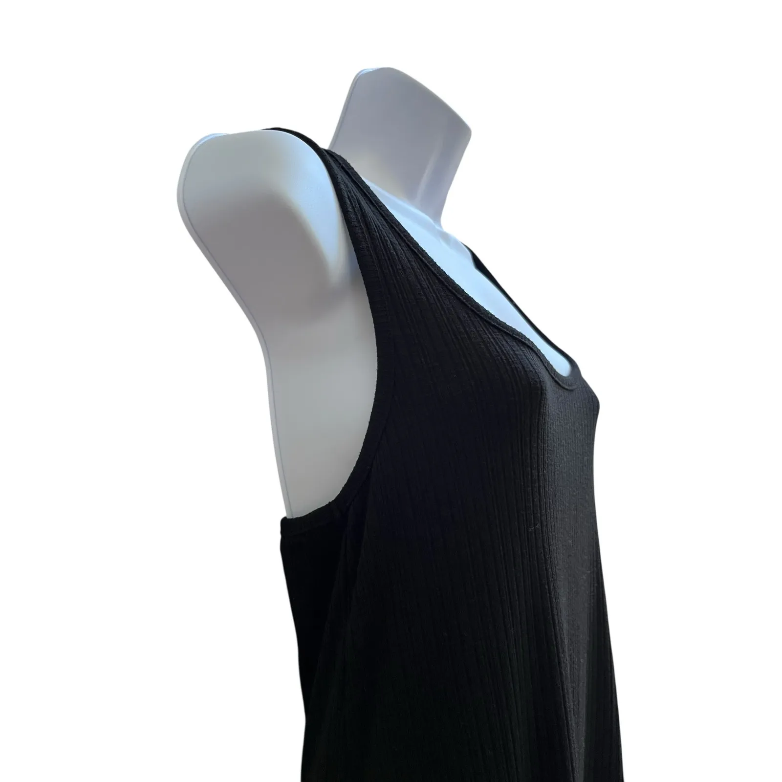 Z Supply Black Rib Racerback Side Slits Midi Tank Dress Size Small - Image 3