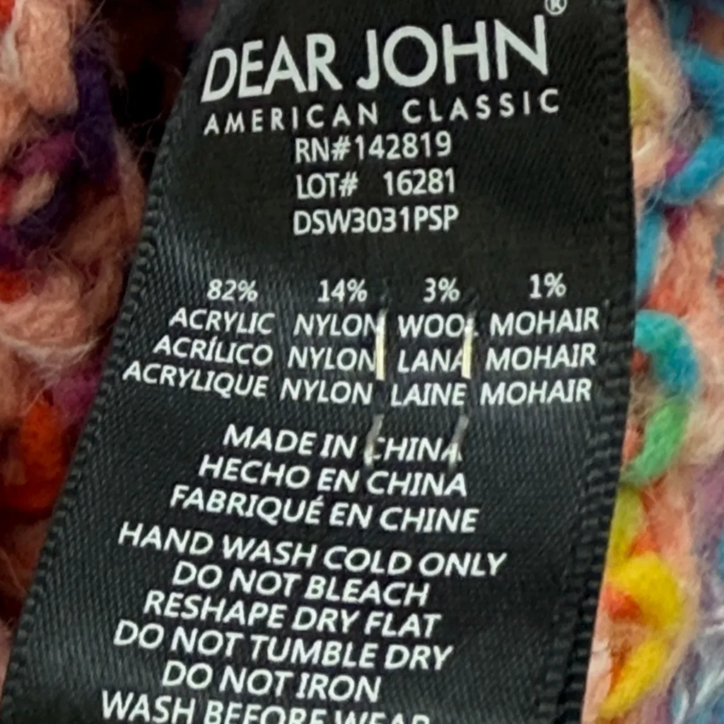 Dear John Puff Sleeve Multicolor Knit Sweater Womens Medium - Image 12