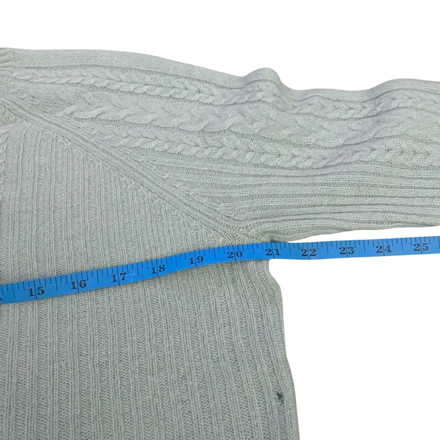​Only Mine 100% Cashmere XL Sweater Pastel Blue Cable Knit Cozy Cottagecore - Image 8